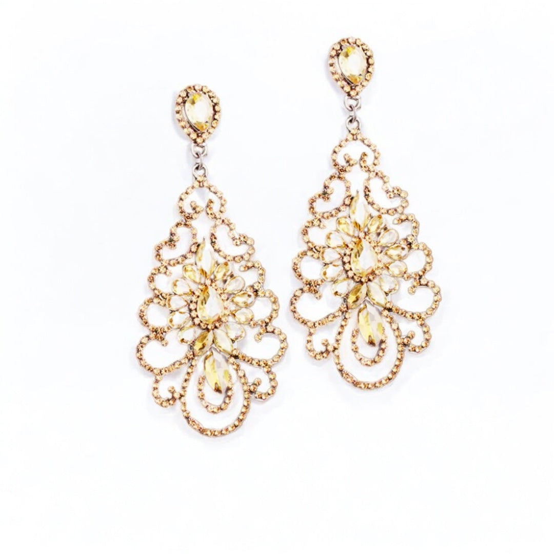 Elegant Rhinestone Chandelier Earrings – Teardrop Vintage Statement Jewellery for Events & Weddings