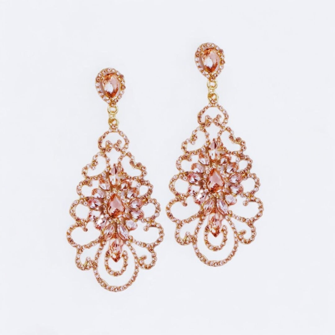 Elegant Rhinestone Chandelier Earrings – Teardrop Vintage Statement Jewellery for Events & Weddings