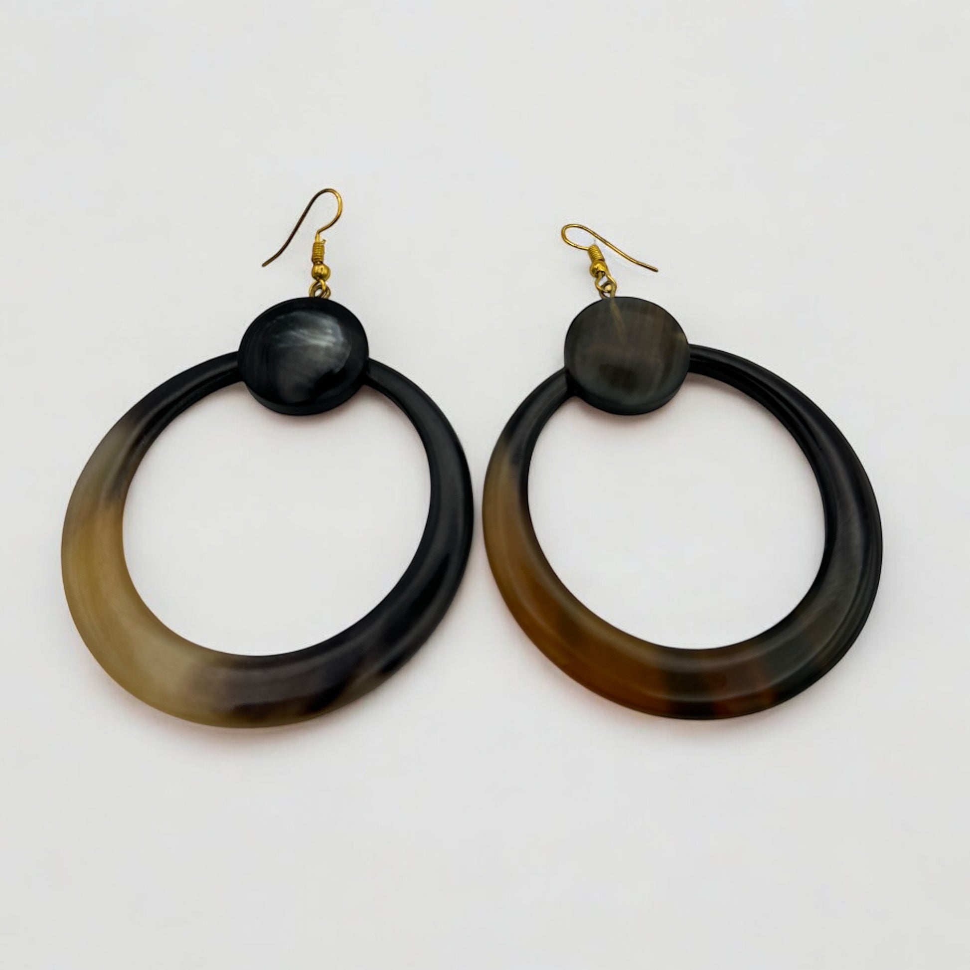 Natural Buffalo Horn Dangle Earrings – Handmade Organic Statement Jewellery for Women UK - Fatisha Boutique #