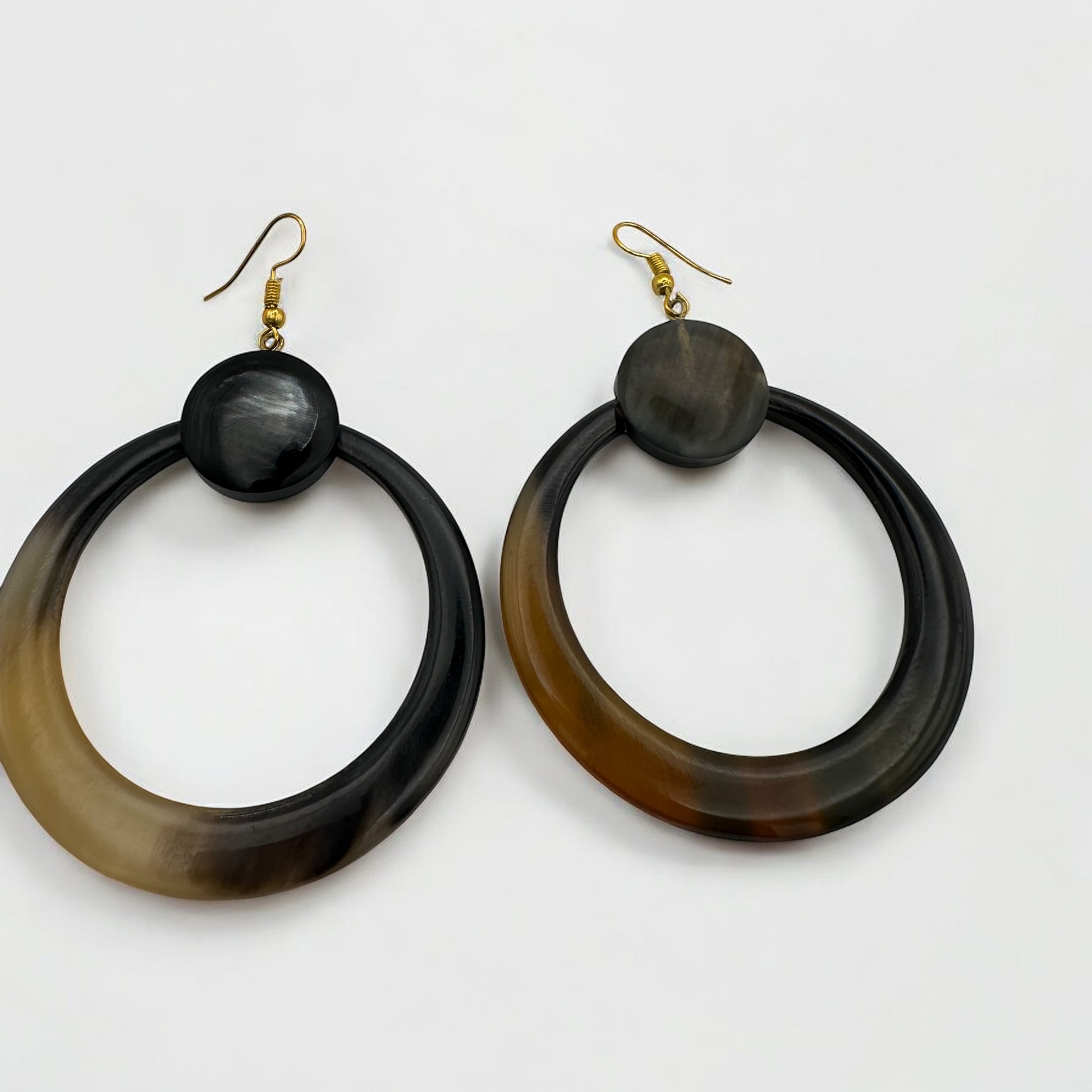 Natural Buffalo Horn Dangle Earrings – Handmade Organic Statement Jewellery for Women UK - Fatisha Boutique #