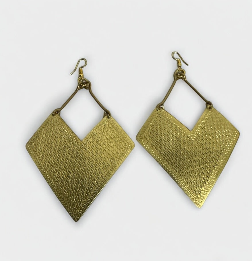 Handcrafted African Brass Earrings – Tribal Engraved Statement Jewellery, Lightweight & Unique - Fatisha Boutique #