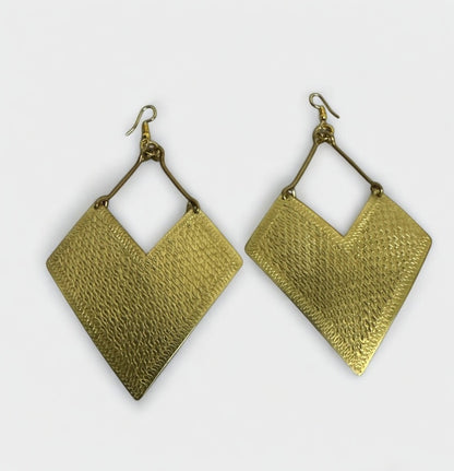 Handcrafted African Brass Earrings – Tribal Engraved Statement Jewellery, Lightweight & Unique - Fatisha Boutique #