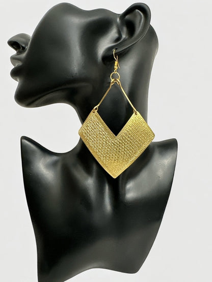 Handcrafted African Brass Earrings – Tribal Engraved Statement Jewellery, Lightweight & Unique - Fatisha Boutique #
