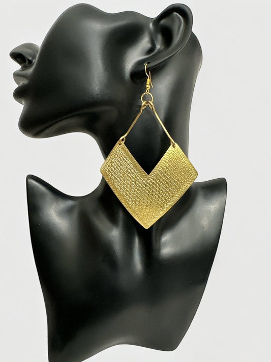 Handcrafted African Brass Earrings – Tribal Engraved Statement Jewellery, Lightweight & Unique