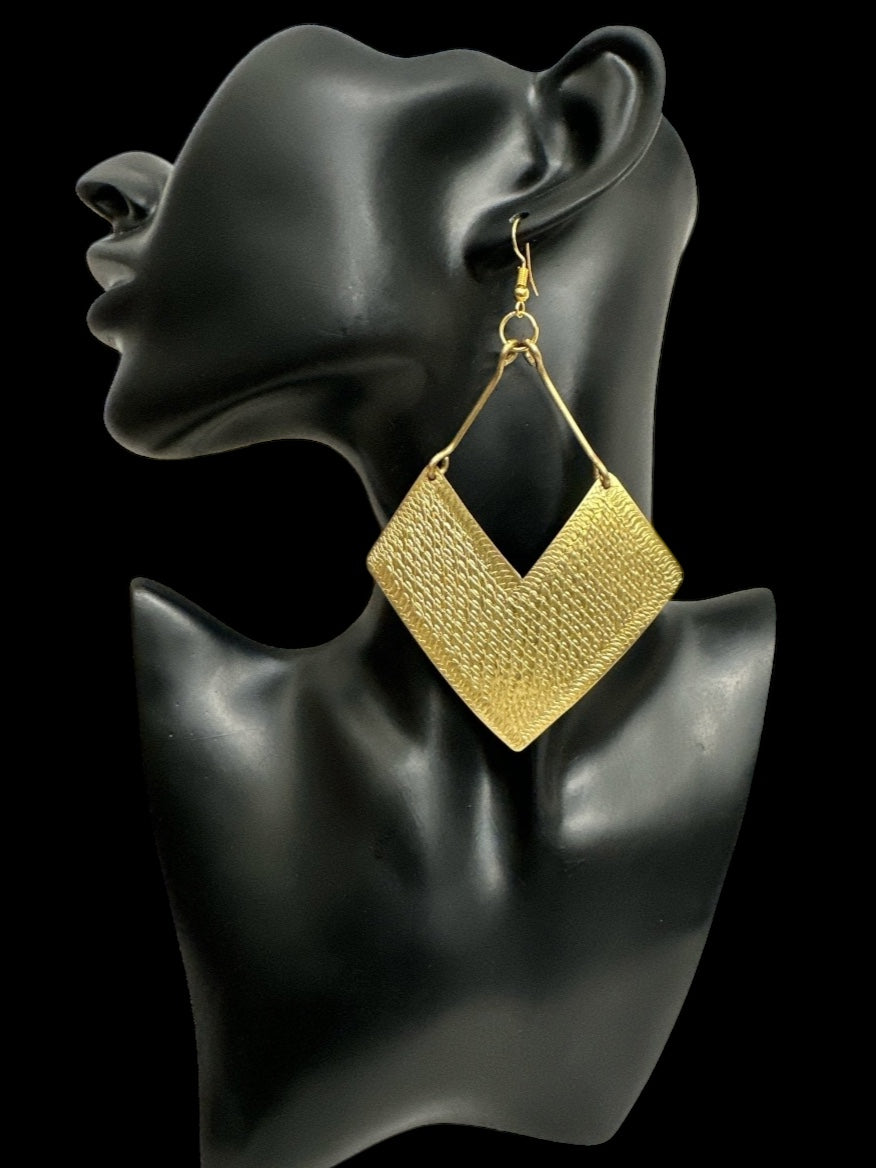 Handcrafted African Brass Earrings – Tribal Engraved Statement Jewellery, Lightweight & Unique - Fatisha Boutique #