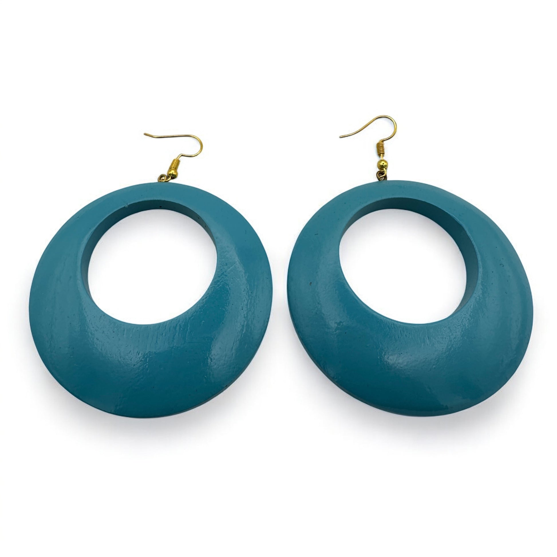 Blue Wooden Dangle Ethnic Earrings – Lightweight Handmade Boho Statement Jewellery for Women UK - Fatisha Boutique #
