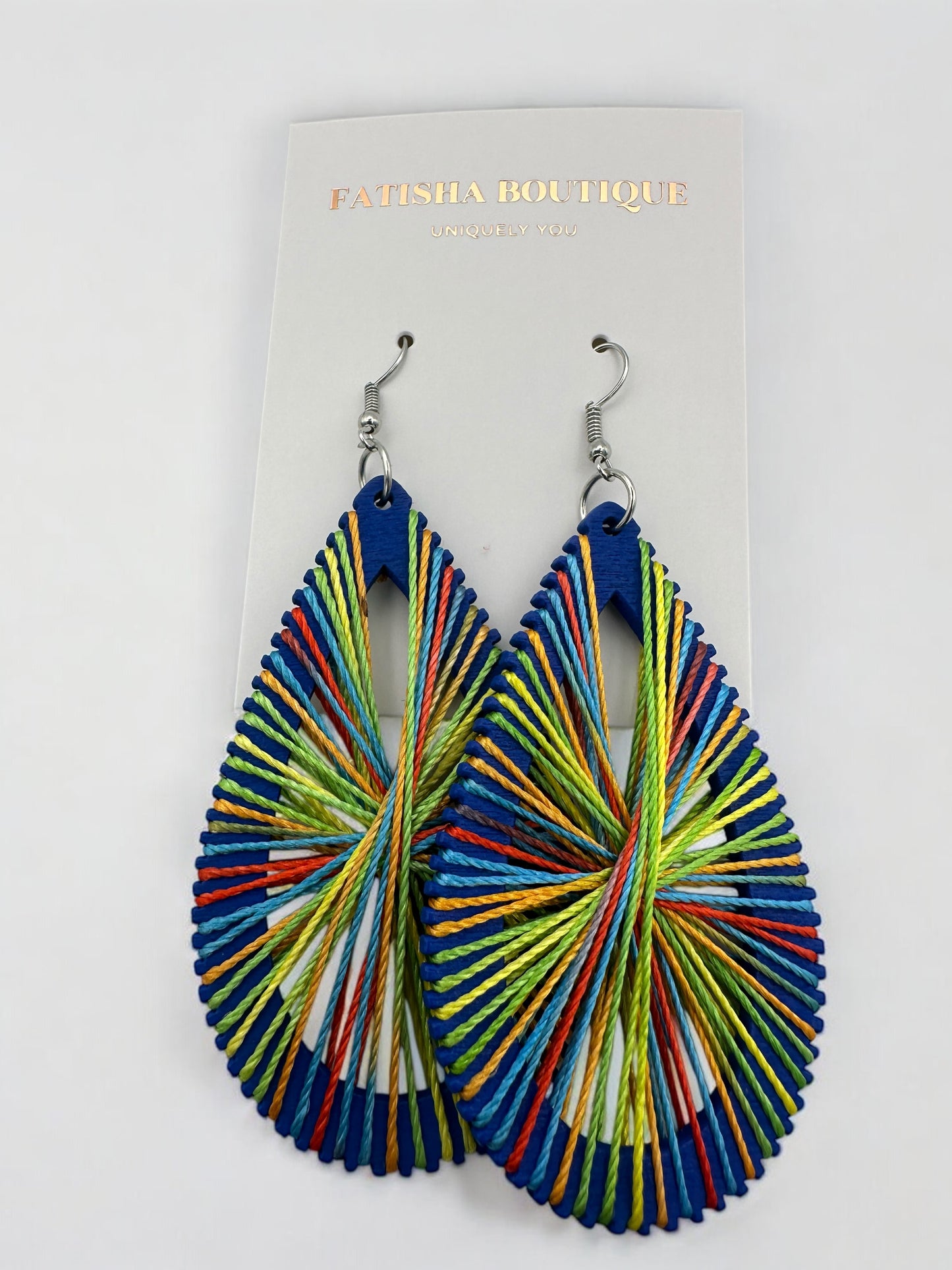 African Multicolour Thread Drop Earrings – Handmade Boho Statement Jewellery for Bold Women UK
