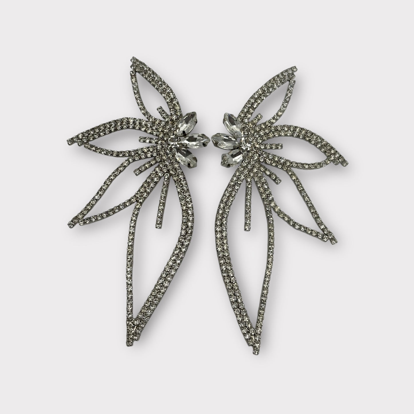 Elegant Crystal Flower Statement Earrings – Lightweight Glam Jewellery for Special Occasions - Fatisha Boutique #