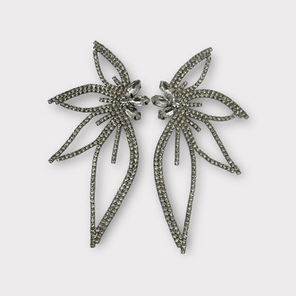 Elegant Crystal Flower Statement Earrings – Lightweight Glam Jewellery for Special Occasions - Fatisha Boutique #