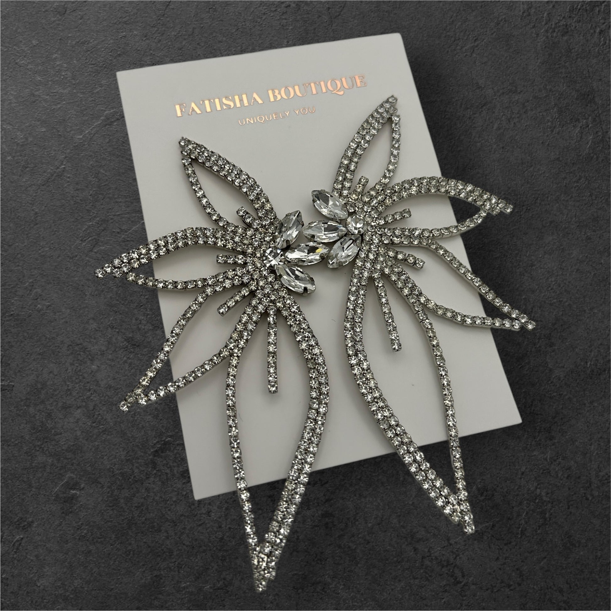 Elegant Crystal Flower Statement Earrings – Lightweight Glam Jewellery for Special Occasions - Fatisha Boutique #