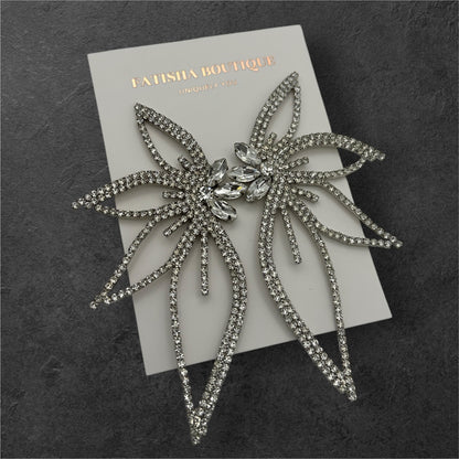 Elegant Crystal Flower Statement Earrings – Lightweight Glam Jewellery for Special Occasions - Fatisha Boutique #