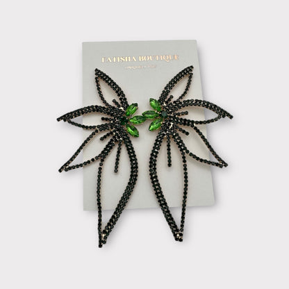 Luxury Crystal Rhinestone Flower Statement Earrings – Bold Handmade Studs - Fatisha Boutique #