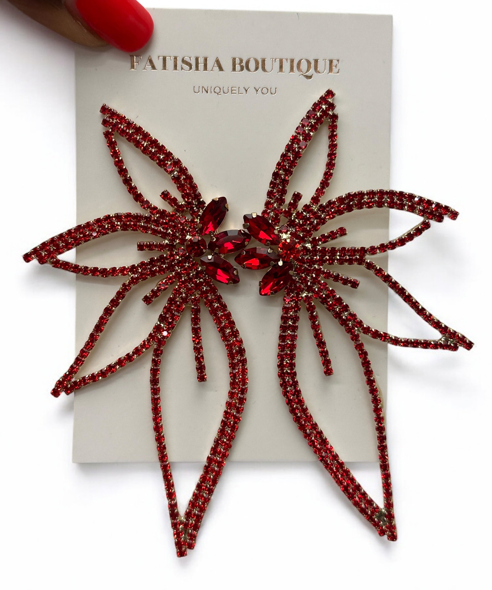 Elegant Crystal Flower Statement Earrings – Lightweight Glam Jewellery for Special Occasions - Fatisha Boutique #