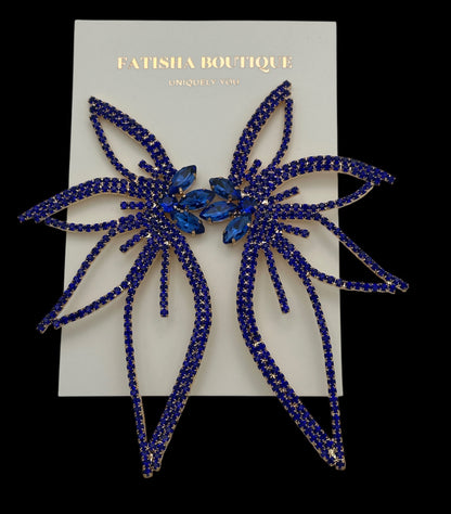 Elegant Crystal Flower Statement Earrings – Lightweight Glam Jewellery for Special Occasions - Fatisha Boutique #