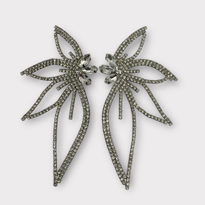 Elegant Crystal Flower Statement Earrings – Lightweight Glam Jewellery for Special Occasions - Fatisha Boutique #