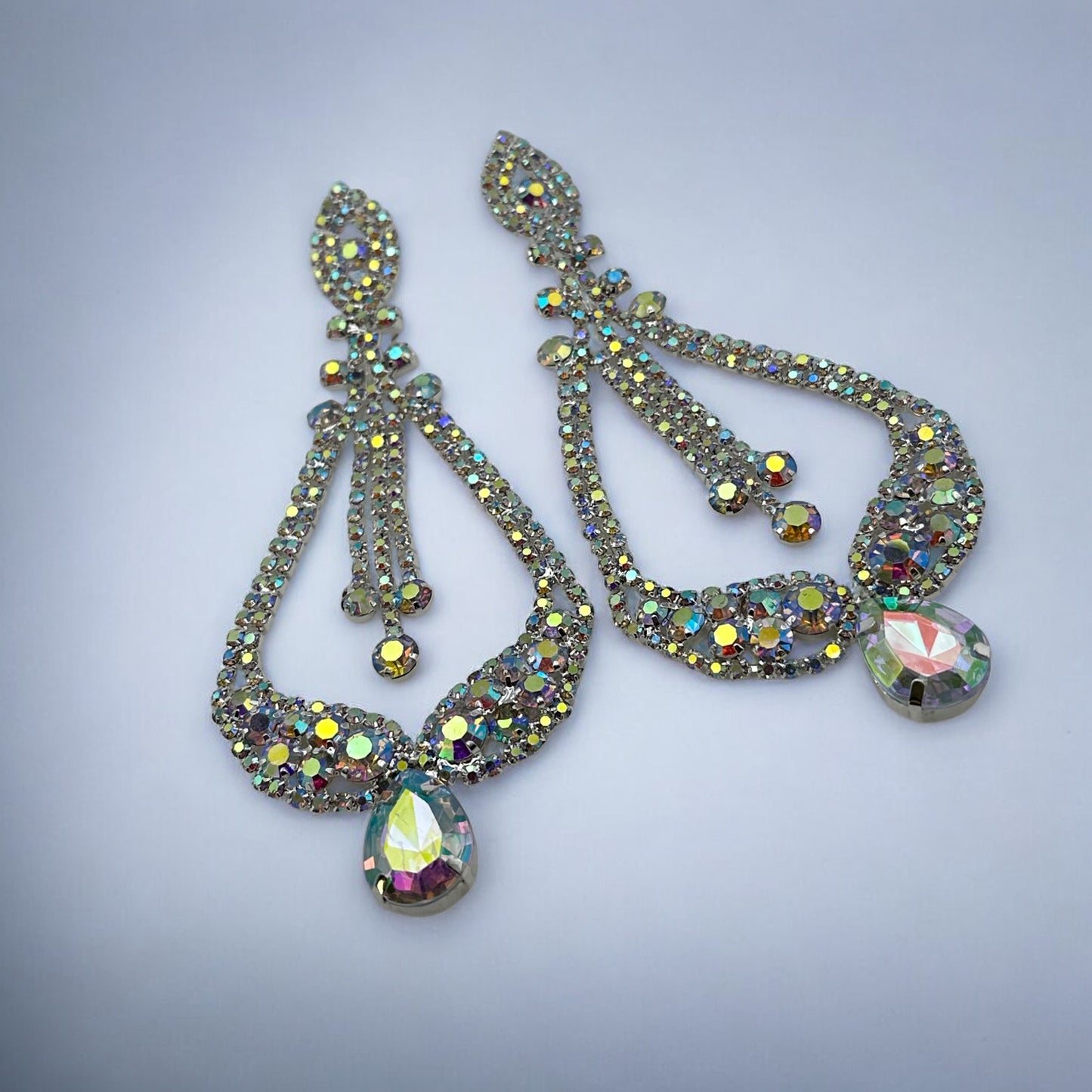 AB Colour Diamante Rhinestone Earrings – Elegant Dangle Studs for Special Occasions - Fatisha Boutique #