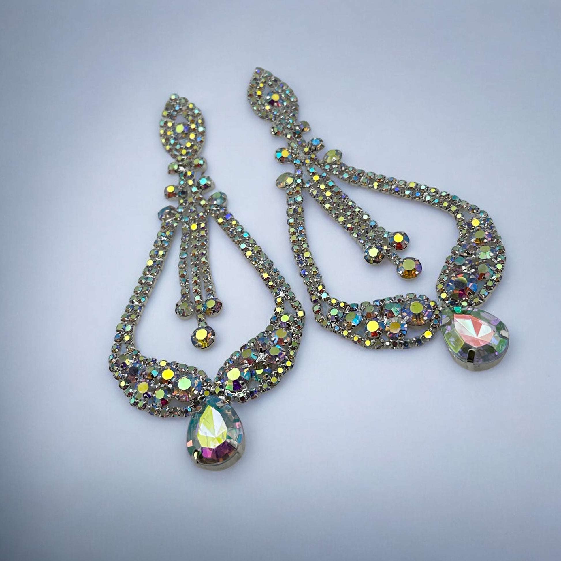 AB Colour Diamante Rhinestone Earrings – Elegant Dangle Studs for Special Occasions - Fatisha Boutique #