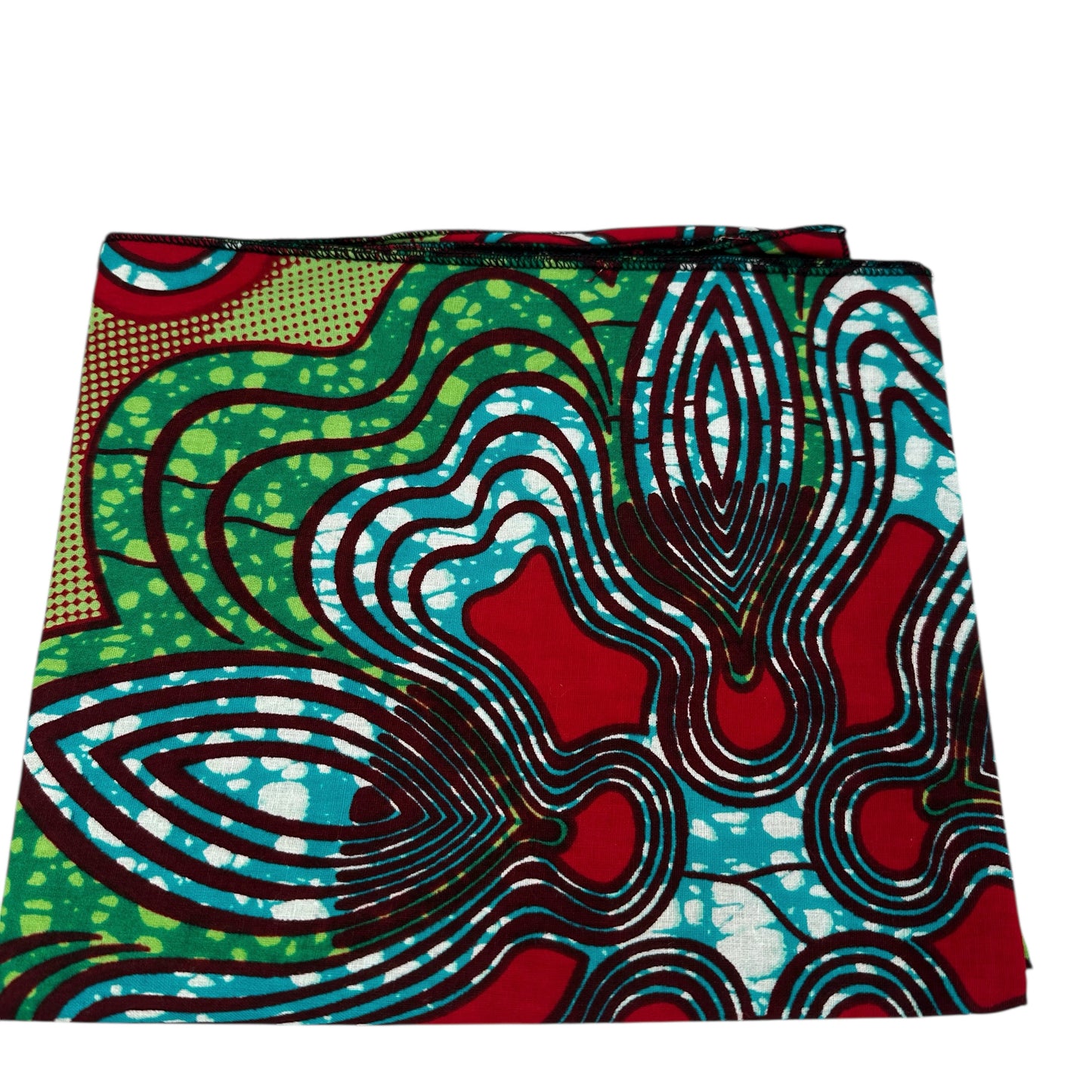 Green Red Swirl African Ankara Head Wrap – Tribal Wax Fabric Scarf for Hair & Styling
