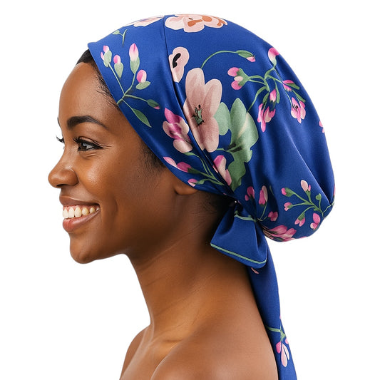 Luxury Satin Silk Head Scarf Bonnet Wrap with Bow Ties – Elegant & Protective - Fatisha Boutique #