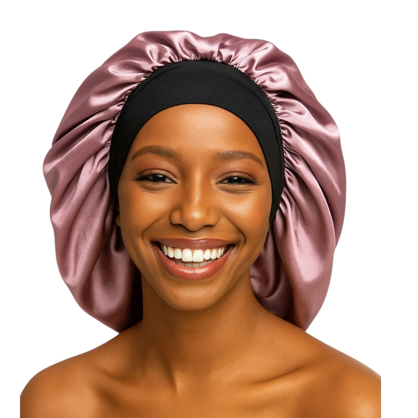 Satin Silk Bonnet Cap with Wide Band – Large Size for Braids, Locks & Natural Hair - Fatisha Boutique #