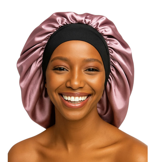 Satin Silk Bonnet Cap with Wide Band – Large Size for Braids, Locks & Natural Hair