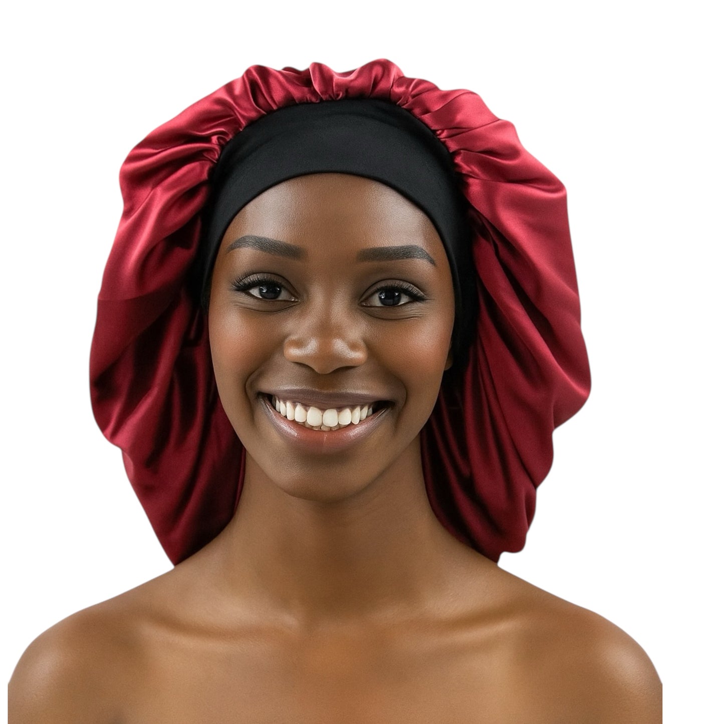 Satin Silk Bonnet Cap with Wide Band – Large Size for Braids, Locks & Natural Hair - Fatisha Boutique #