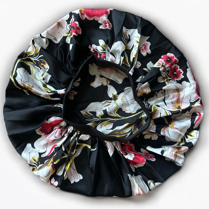 Floral Satin Silk Bonnet Cap – Breathable, Stylish Hair Wrap for All Hair Types & Textures - Fatisha Boutique #