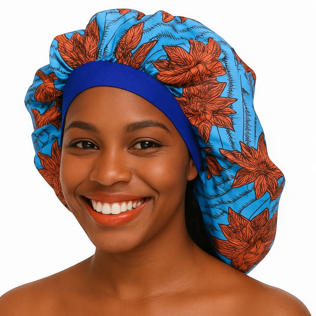 Floral Satin Silk Bonnet Cap – Breathable, Stylish Hair Wrap for All Hair Types & Textures - Fatisha Boutique #