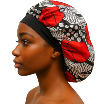 Floral Satin Silk Bonnet Cap – Breathable, Stylish Hair Wrap for All Hair Types & Textures - Fatisha Boutique #