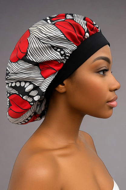 Floral Satin Silk Bonnet Cap – Breathable, Stylish Hair Wrap for All Hair Types & Textures - Fatisha Boutique #
