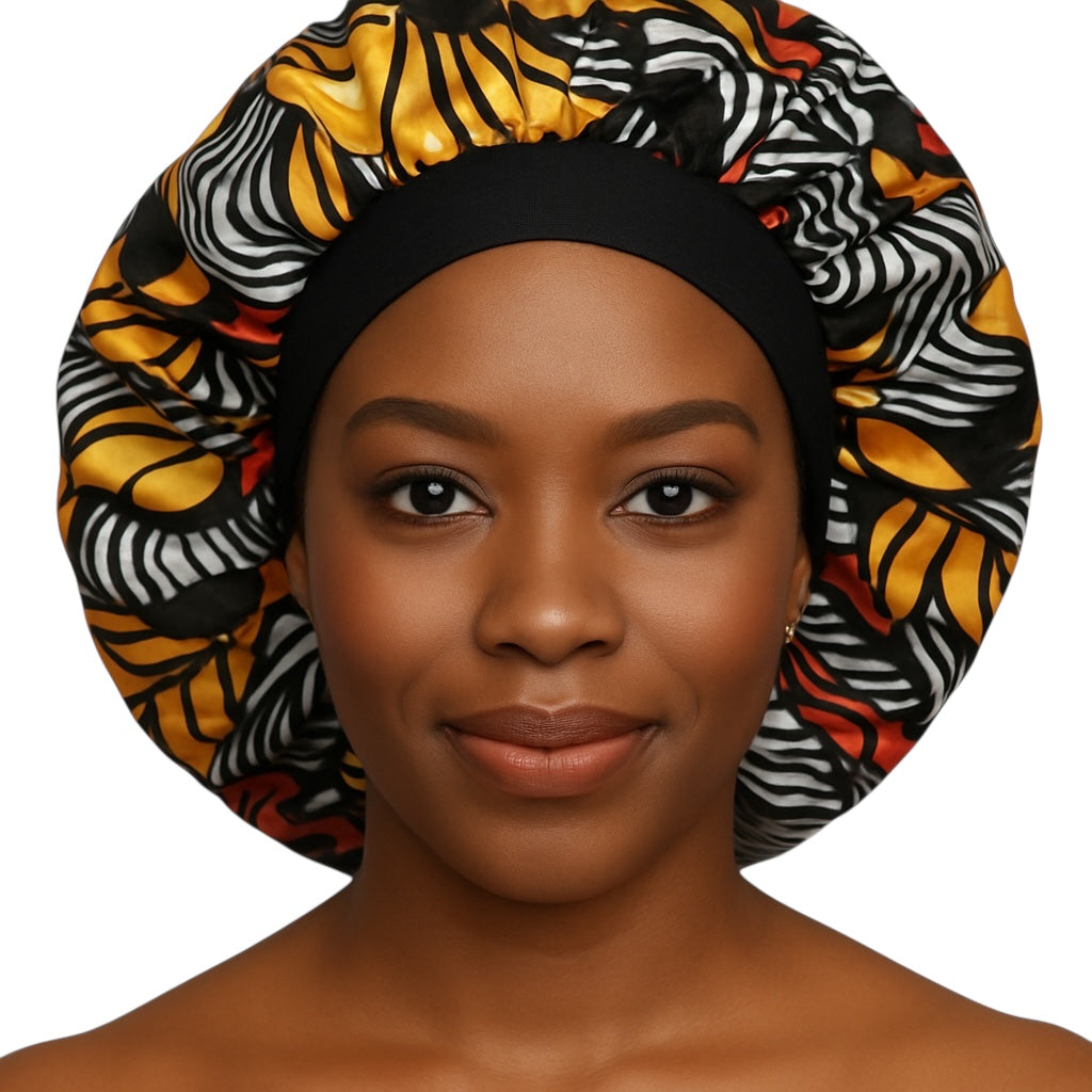 Floral Satin Silk Bonnet Cap – Breathable, Stylish Hair Wrap for All Hair Types & Textures - Fatisha Boutique #