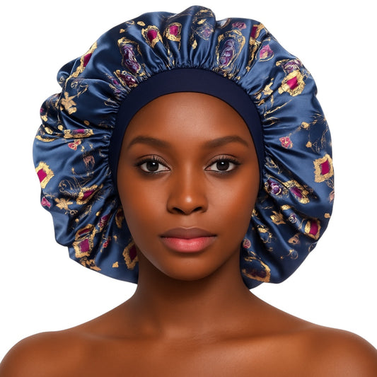 Floral Satin Silk Bonnet – Breathable, Anti-Frizz Hair Cap for Curly & Natural Hair - Fatisha Boutique #