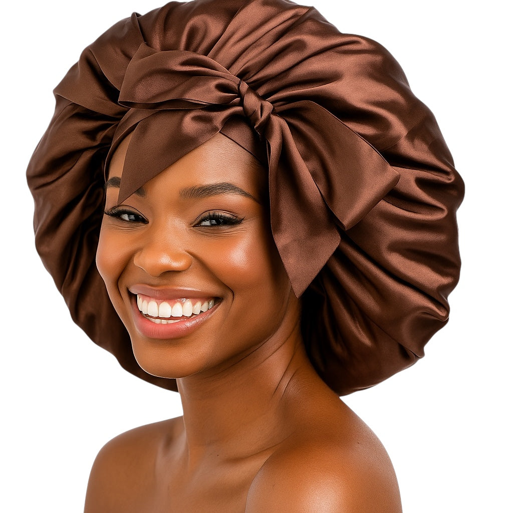 Luxury Satin Silk Bonnet Cap with Long Ties – Single Layer, Hair Protection