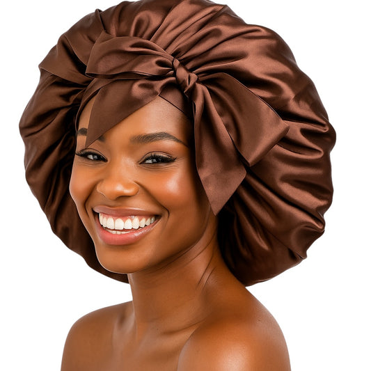 Luxury Satin Silk Bonnet Cap with Long Ties – Single Layer, Hair Protection - Fatisha Boutique #