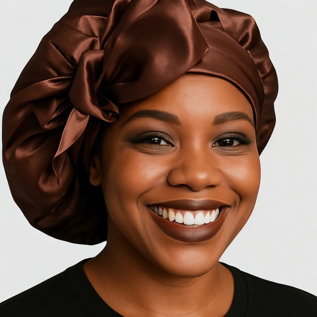 Luxury Satin Silk Bonnet Cap with Long Ties – Single Layer, Hair Protection