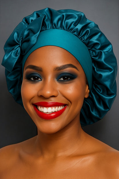 Luxury Satin Silk Bonnet Cap with Long Ties – Single Layer, Hair Protection