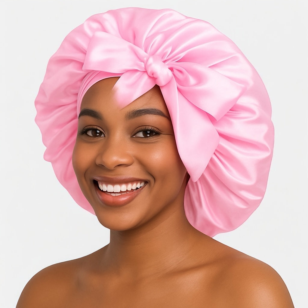 Luxury Satin Silk Bonnet Cap with Long Ties – Single Layer, Hair Protection