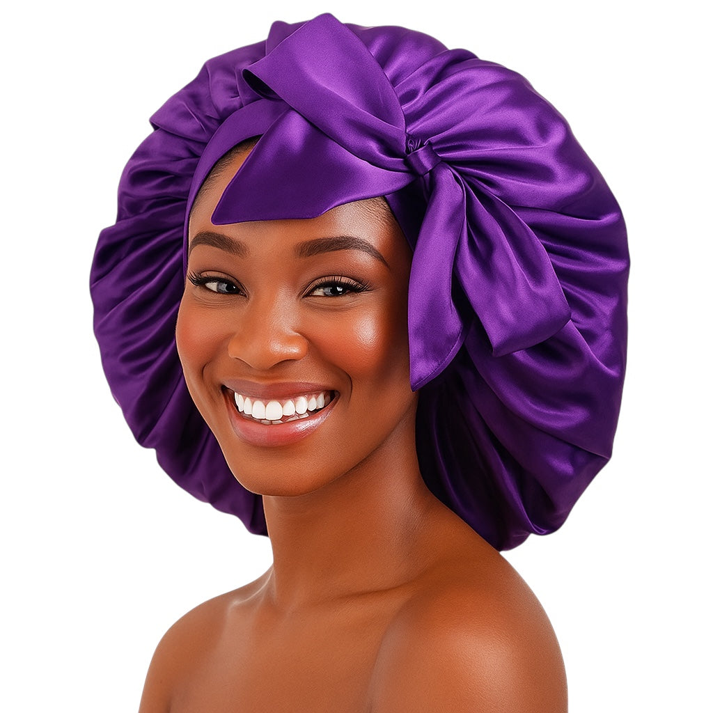 Luxury Satin Silk Bonnet Cap with Long Ties – Single Layer, Hair Protection