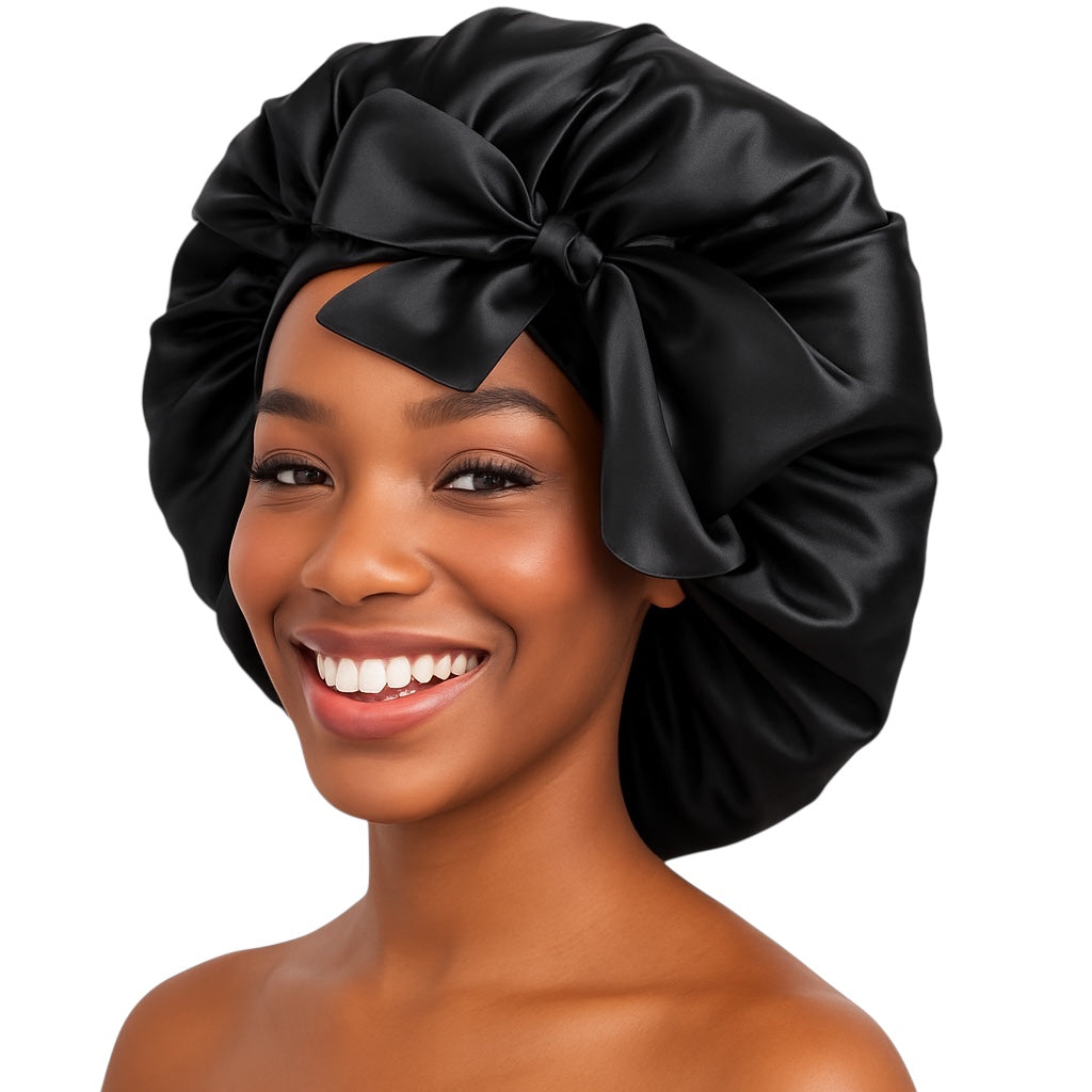 Luxury Satin Silk Bonnet Cap with Long Ties – Single Layer, Hair Protection