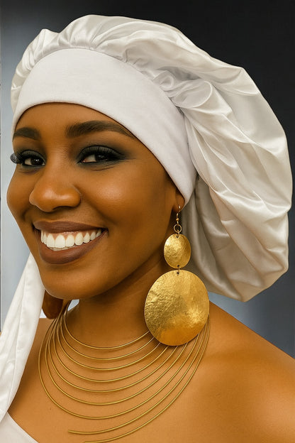 Luxury Satin Silk Bonnet Cap with Long Ties – Single Layer, Hair Protection