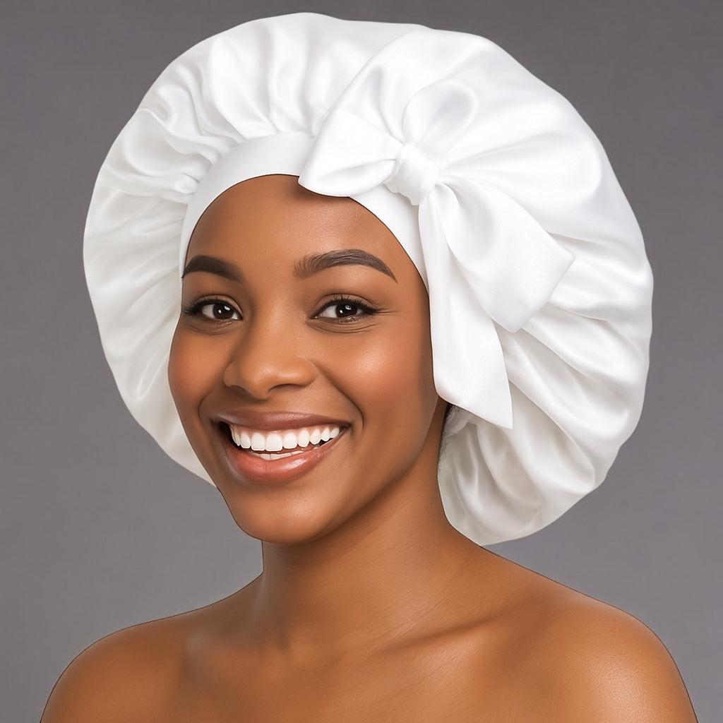 Luxury Satin Silk Bonnet Cap with Long Ties – Single Layer, Hair Protection