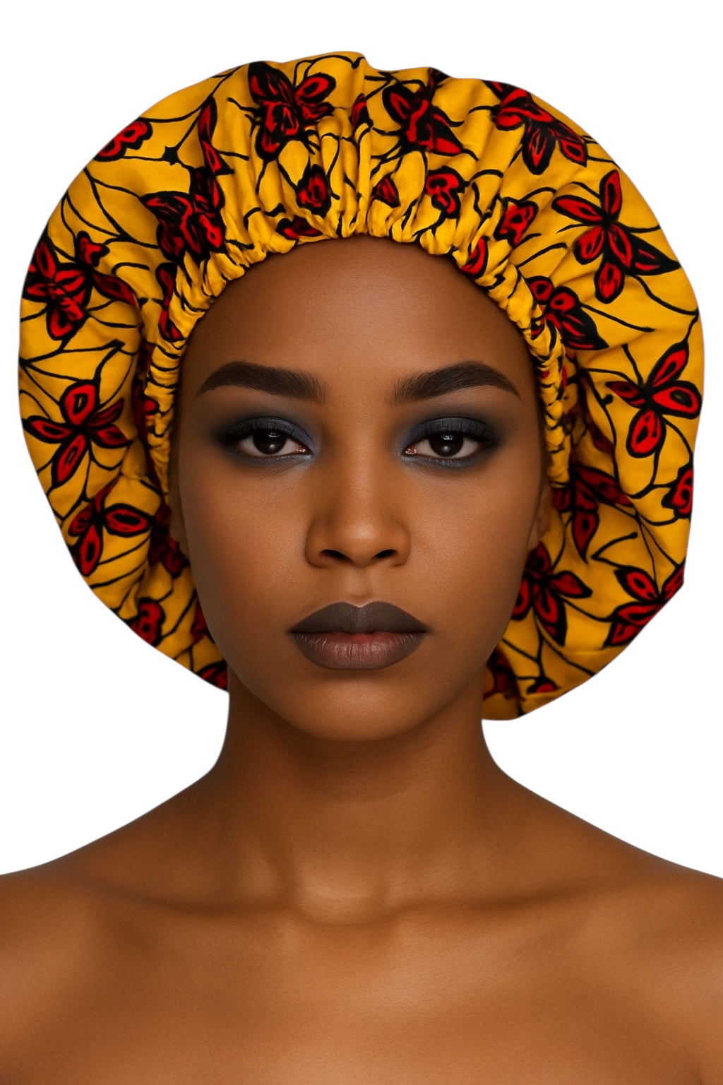 Bold Butterfly Print Satin Silk Bonnet – Yellow & Red Hair Wrap for Braids & Curls UK - Fatisha Boutique #