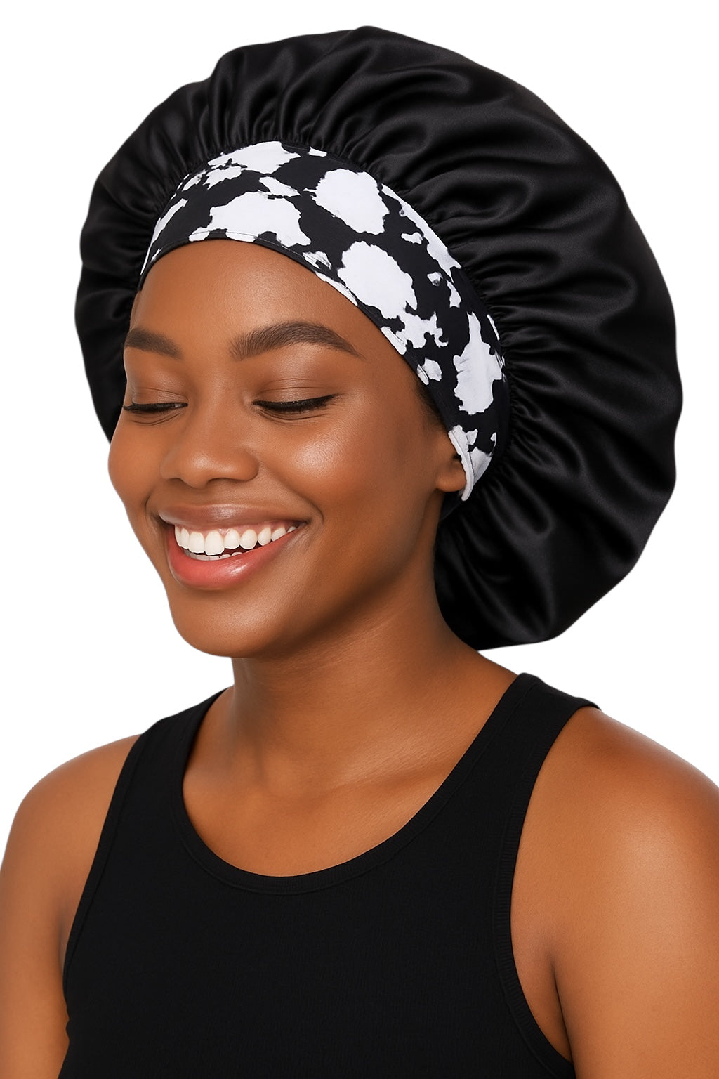 Single-Layer Satin Bonnet Cap – Wide Elastic Floral Band | Lightweight Sleep Cap UK - Fatisha Boutique #