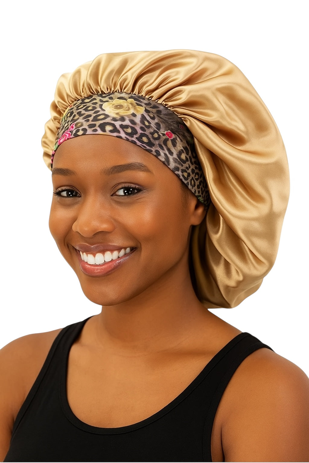 Single-Layer Satin Bonnet Cap – Wide Elastic Floral Band | Lightweight Sleep Cap UK - Fatisha Boutique #