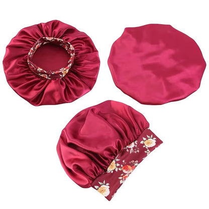 Single-Layer Satin Bonnet Cap – Wide Elastic Floral Band | Lightweight Sleep Cap UK - Fatisha Boutique #