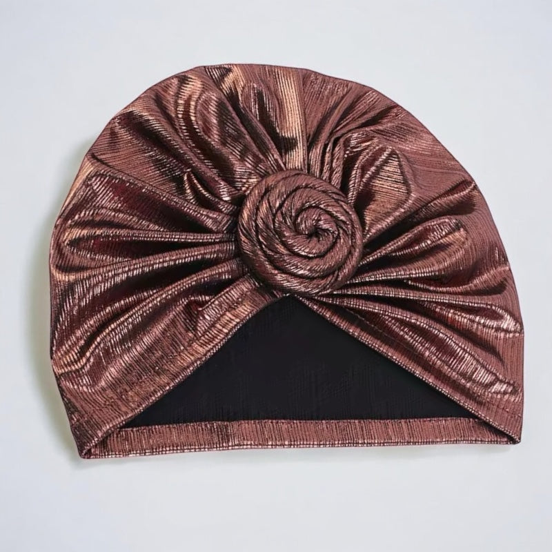 Pre-Tied Metallic Turban Cap – Twisted Knot, Ready-to-Wear Headwrap for Women | UK