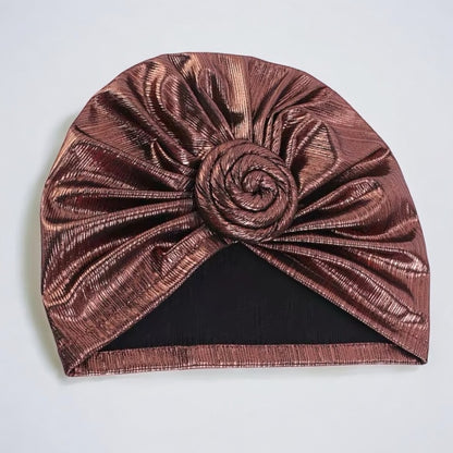 Pre-Tied Metallic Turban Cap – Twisted Knot, Ready-to-Wear Headwrap for Women | UK