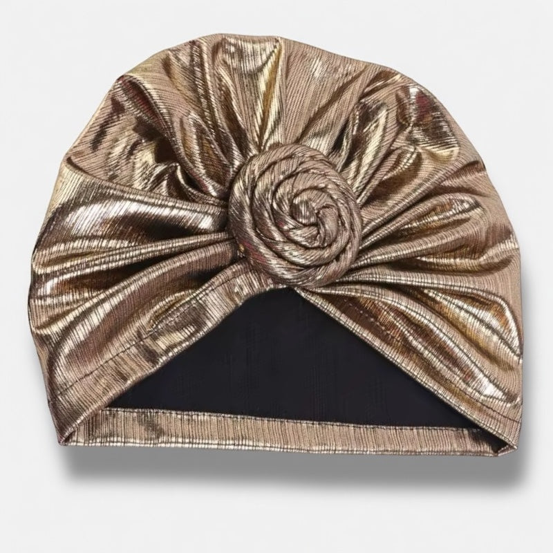 Pre-Tied Metallic Turban Cap – Twisted Knot, Ready-to-Wear Headwrap for Women | UK