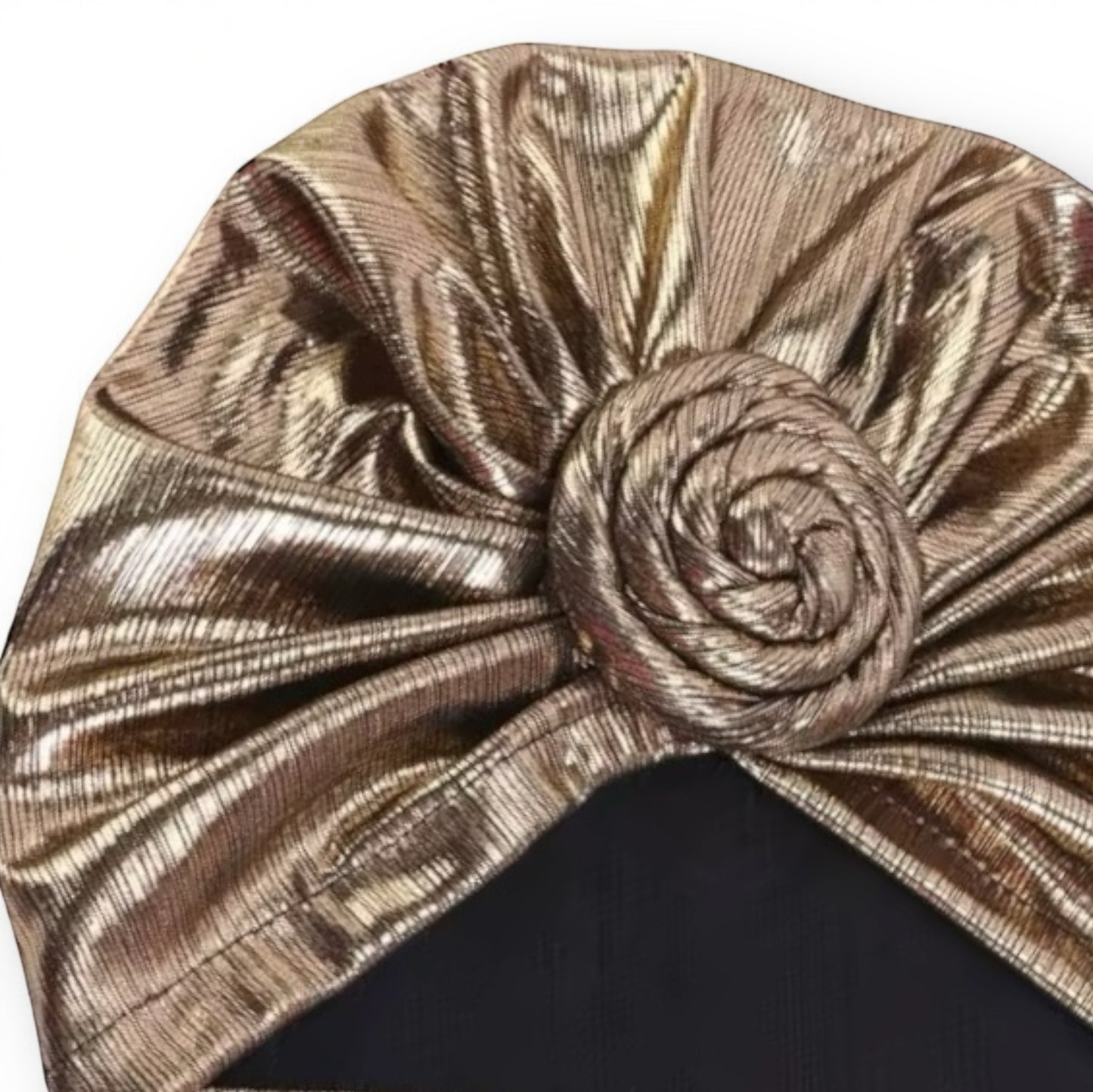 Pre-Tied Metallic Turban Cap – Twisted Knot, Ready-to-Wear Headwrap for Women | UK