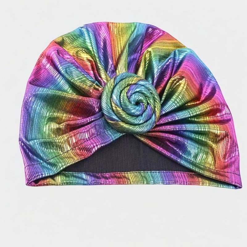 Pre-Tied Metallic Turban Cap – Twisted Knot, Ready-to-Wear Headwrap for Women | UK